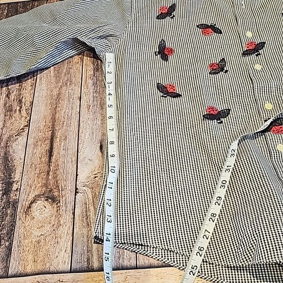 Ladybugs everywhere!long sleeve button front blouse - Picture 9 of 10